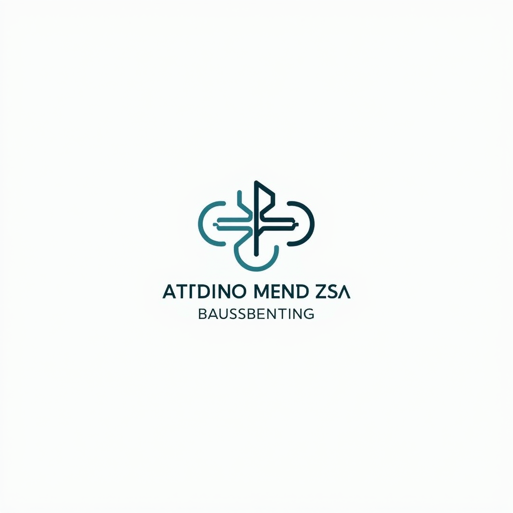 Minimalistic blue and green monogram logo with balanced typography representing German Legal Consulting corporate identity